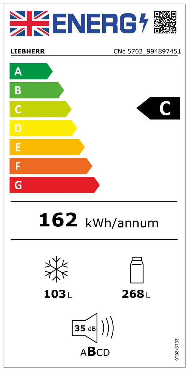 CNc 5703 pure NoFrost Combined fridge-freezers with EasyFresh and